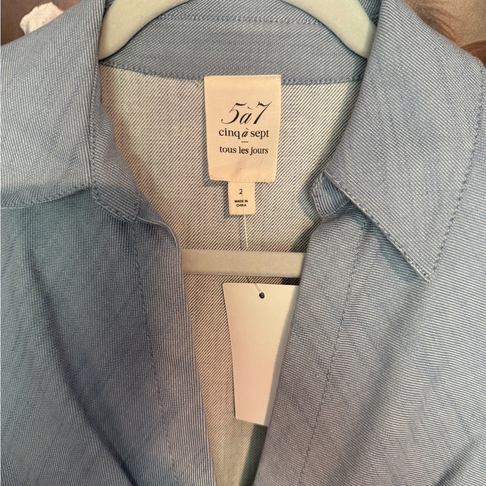 cinq a sept Light Blue Long Sleeve Twist-Front Dress - Picture 2 of 2